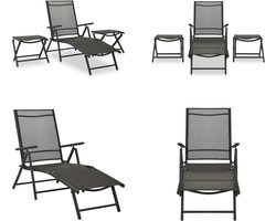 vidaXL 3-delige Loungeset textileen en aluminium zwart - Loungeset - Loungesets - Lounge Set - Lounge Sets