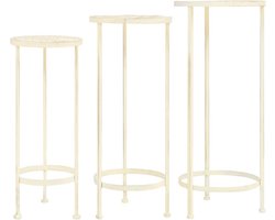 vidaXL - 3-delige - Plantenstandaardset - vintage - stijl - metaal - antiekwit