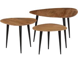 vidaXL - 3-delige - Salontafelset - massief - acaciahout