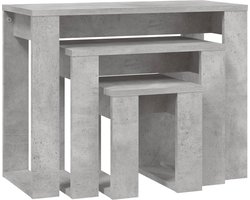 vidaXL - 3-delige - Tafeltjesset - bewerkt - hout - betongrijs