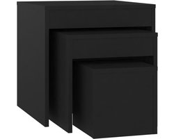 vidaXL - 3-delige - Tafeltjesset - bewerkt - hout - zwart