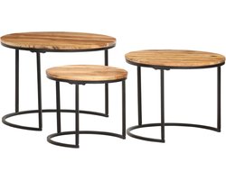 vidaXL - 3-delige - Tafeltjesset - massief - acaciahout