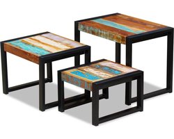 vidaXL - 3-delige - Tafeltjesset - massief - gerecycled - hout