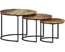 vidaXL - 3-delige - Tafeltjesset - massief - gerecycled - hout