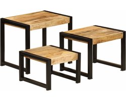 vidaXL - 3-delige - Tafeltjesset - massief - mangohout