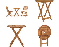 vidaXL 3-delige Tuinset inklapbaar massief acaciahout - Bistroset - Bistrosets - Eethoek Voor In De Tuin - Eethoeken Voor In De Tuin