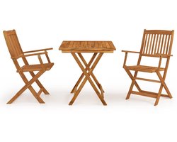 vidaXL 3-delige Tuinset inklapbaar massief acaciahout - Bistroset - Bistrosets - Eethoek Voor In De Tuin - Eethoeken Voor In De Tuin