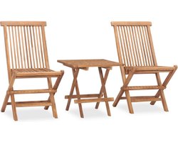 vidaXL - 3-delige - Tuinset - inklapbaar - massief - teakhout
