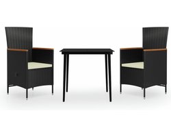 vidaXL - 3-delige - Tuinset - met - kussens - zwart