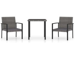 vidaXL - 3-delige - Tuinset - poly - rattan - grijs