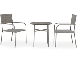 vidaXL - 3-delige - Tuinset - poly - rattan - grijs