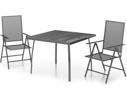 vidaXL 3-delige Tuinset Staal Antracietkleurig Tuinset - Buitentafel - Lounge Set - Bistro Set - Aluminium Tuinbank