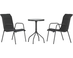 vidaXL - 3-delige - Tuinset - staal - zwart