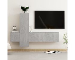 vidaXL 3-delige Tv-meubelset bewerkt hout betongrijs - Tv-meubel - Tv-meubelen - Tv-meubels - Tv-meubilair