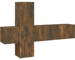 vidaXL - 3-delige - Tv-meubelset - bewerkt - hout - gerookt - eikenkleurig
