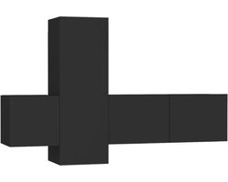 vidaXL - 3-delige - Tv-meubelset - bewerkt - hout - zwart