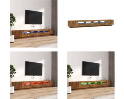 vidaXL - 3-delige - Tv-meubelset - met - LED - bewerkt - hout - gerookt - eikenkleurig