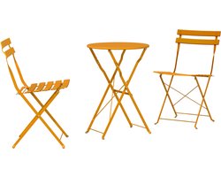 vidaXL - 3-delige - Vouw - Bistro - Set - in - Mosterdgeel - Staal