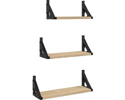 vidaXL - 3-delige - Wandschappenset - bewerkt - hout - sonoma - eikenkleurig