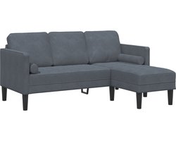 vidaXL - 3-Zits - Bank - met - Chaise - L-vormig - Donkergrijs - Fluweel