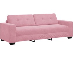 vidaXL - | - 3-Zits - Sofa - | - met - kussen - Roze - Fluweel