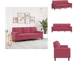 vidaXL 3-zitsbank - 3-zitsbanken - Bank - 3zitsbank - Driezitsbank met sierkussens 180 cm stof wijnrood