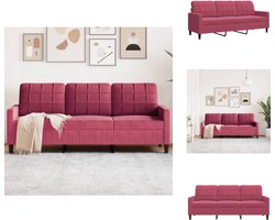vidaXL 3-zitsbank - 3-zitsbanken - Bank - Driezitsbank - Driezitsbank 180 cm fluweel wijnrood