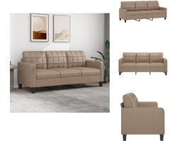 vidaXL 3-zitsbank - 3-zitsbanken - Bank - Driezitsbank - Driezitsbank 180 cm kunstleer cappuccinokleurig
