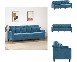 vidaXL 3-zitsbank - 3-zitsbanken - Bank - Sofa - Driezitsbank 180 cm fluweel blauw