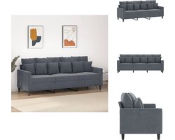 vidaXL 3-zitsbank - 3-zitsbanken - Bank - Sofa - Driezitsbank 180 cm fluweel donkergrijs