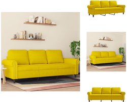 vidaXL 3-zitsbank - 3-zitsbanken - Bank - Sofa - Driezitsbank 180 cm fluweel geel