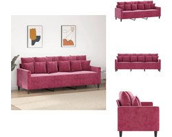 vidaXL 3-zitsbank - 3-zitsbanken - Bank - Sofa - Driezitsbank 180 cm fluweel wijnrood