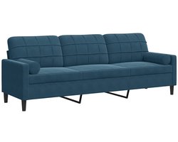 vidaXL - 3-zitsbank - met - sierkussens - 210 - cm - fluweel - blauw