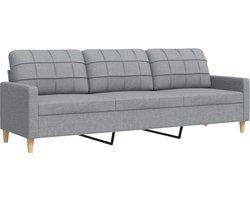 vidaXL - 3-zitsbank - met - sierkussens - 210 - cm - stof - lichtgrijs