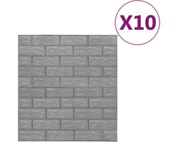 vidaXL - 3D-behang - zelfklevend - 10 - st - bakstenen - antracietkleurig