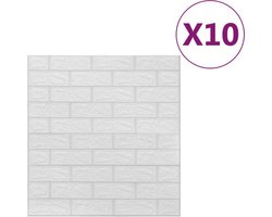 vidaXL - 3D-behang - zelfklevend - 10 - st - bakstenen - wit