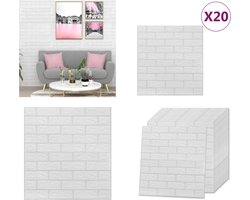 vidaXL 3D-behang zelfklevend 20 st bakstenen wit - Behang - Behangen - 3D-behang - 3D-behangen