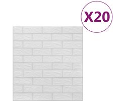 vidaXL 3D-behang - Zelfklevend - 20 stuks - Wit 3D Wanddecoratie - Baksteen Behang - Muur Decoratie - Zelfklevend Behang - Wit Behang