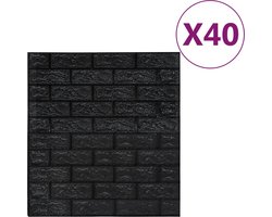 vidaXL 3D-behang zwart - Zelfklevend - 20 stuks 3D Wandbekleding - Baksteen Behang - Zwart Behang - Zelfklevend Behang - Muur Decoratie