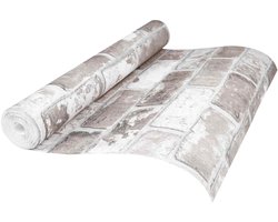 vidaXL - 3D - Solid - Behang - Gestreept - Baksteen - 10 - x - 0,53 - m - Non-Woven - Stof