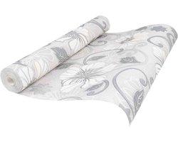 vidaXL - 3D - Solid - Behang - Gestreept - Bloem - 10 - x - 0,53 - m - Non-Woven - Stof