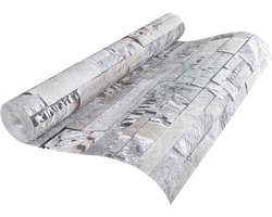 vidaXL - 3D - Steen - Behang - Grijs - 10 - x - 0,53 - m - Non-Woven - Stof