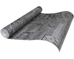 vidaXL - 3D - Steen - Behang - Zwart - 10 - x - 0,53 - m - Non-Woven - Stof