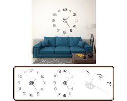 vidaXL 3D-wandklok - 100 cm - Modern - Zilverkleurig 3d Muurdecoratie - Xxl Wandklok - Zilveren Klok - Moderne Wandklok - Doe-het-zelf Klok