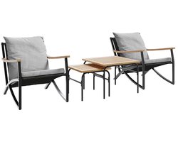 vidaXL 4-delige Balkonset met kussens staal zwart - Balkonset - Balkonsets - Bistroset - Loungeset