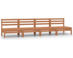 vidaXL - 4-delige - Loungeset - massief - grenenhout - honingbruin