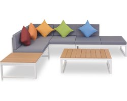vidaXL - 4-delige - Loungeset - met - kussens - aluminium - en - HKC
