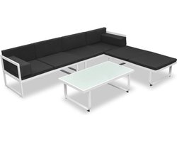 vidaXL - 4-delige - Loungeset - met - kussens - aluminium - zwart