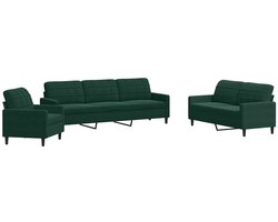 vidaXL - 4-delige - Loungeset - met - kussens - fluweel - donkergroen