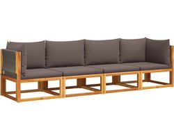 vidaXL 4-delige Loungeset met kussens hout Hoekenbank - Lounge Set - Tuinset - Acacia Hout - Outdoor Furniture - Balkon Meubel - Veranda Meubel - Garden Sofa - Loungebank - Relaxstoel